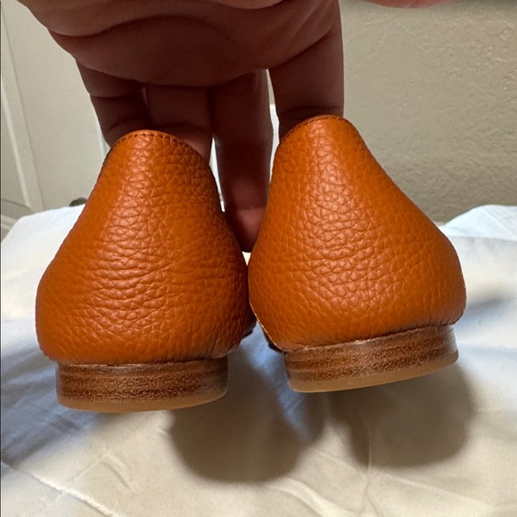 Valentino Orange Leather Flats with Gold Accent - Picture 5 of 7